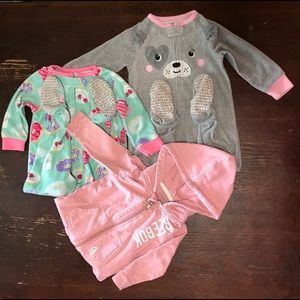Lot of used baby girl pajamas